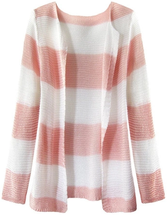 AŻUROWA NARZUTKA W PASY BIAŁO-RÓŻOWA (231ART)