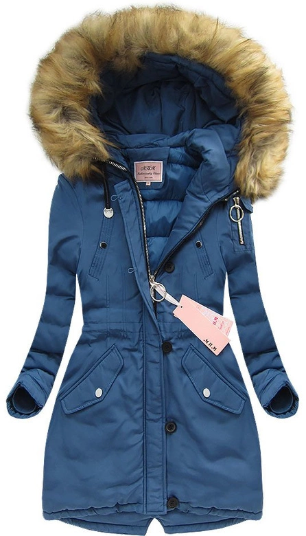 GRUBA PARKA ZIMOWA DAMSKA NIEBIESKA (W710)