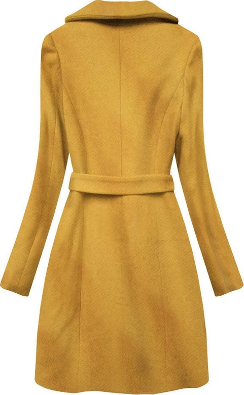 ELEGANCKI PŁASZCZ Z PASKIEM MUSZTARDOWY (X2708X)