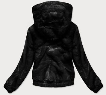 KRÓTKA KURTKA DAMSKA OVERSIZE FUTRO CZARNA (BR9597-1)