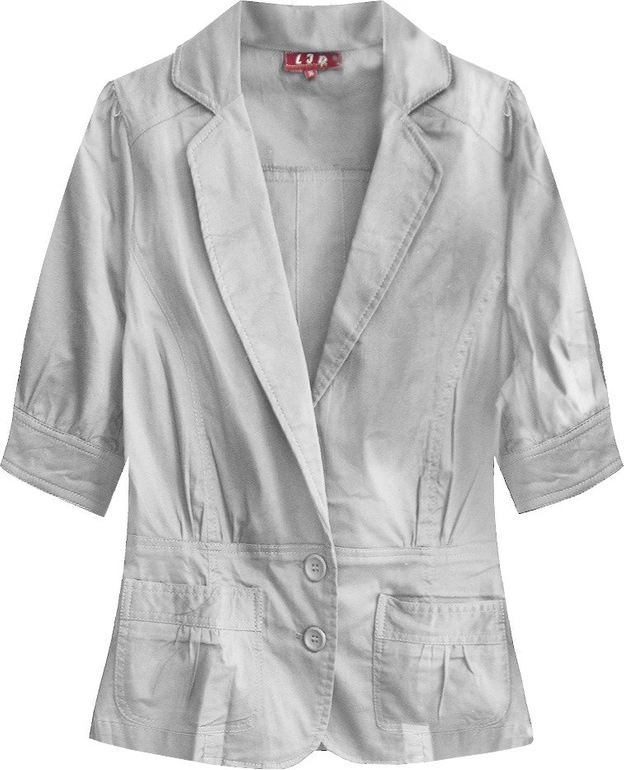 BAWEŁNIANY ŻAKIET Z KRÓTKIM RĘKAWEM JASNOSZARY (X1022X)