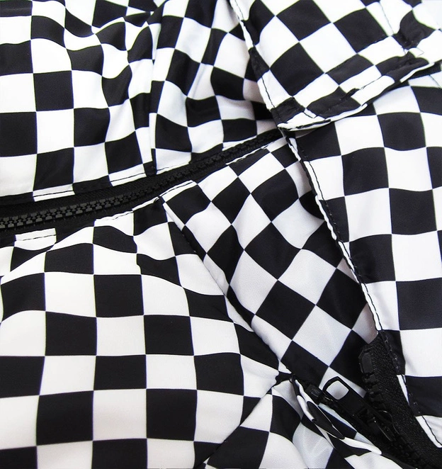 DAMSKA ZIMOWA KURTKA W KRATKĘ CZARNO-BIAŁA (701ART)