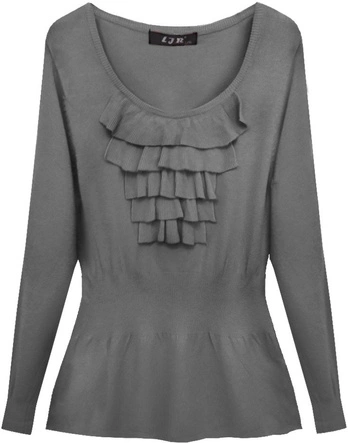 SWETER Z ŻABOTEM SZARY (1527)