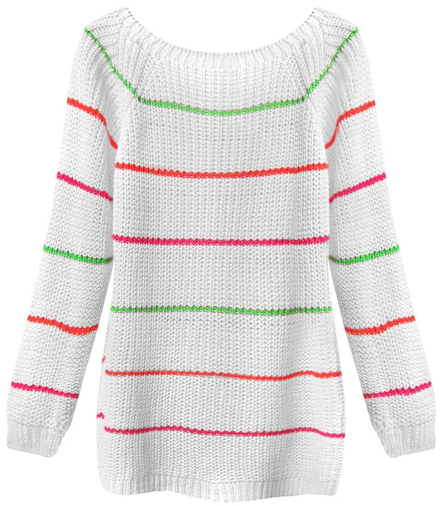 AŻUROWY SWETER W PASECZKI BIAŁY (275ART)