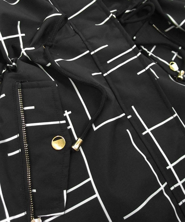 DWUSTRONNA KURTKA PARKA DAMSKA CZARNO-BIAŁA (W657)