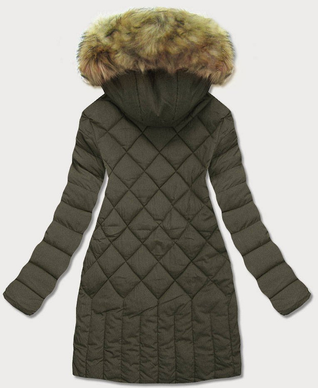Pikowana kurtka damska zimowa khaki (lf808)