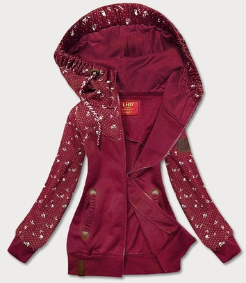 Bluza damska z kwiatuszkami bordowa (AMG828)