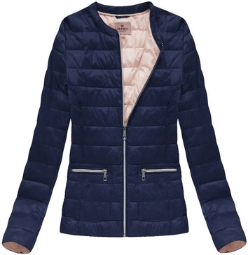 PIKOWANA KURTKA Z OKRĄGŁYM DEKOLTEM GRANATOWA (1825)