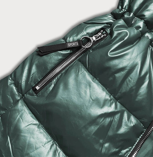 Metaliczna kurtka damska zielona (b8029-10)