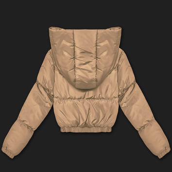 Krótka kurtka zimowa puffer J Style ciemny beżowy mat (5M3360-84)