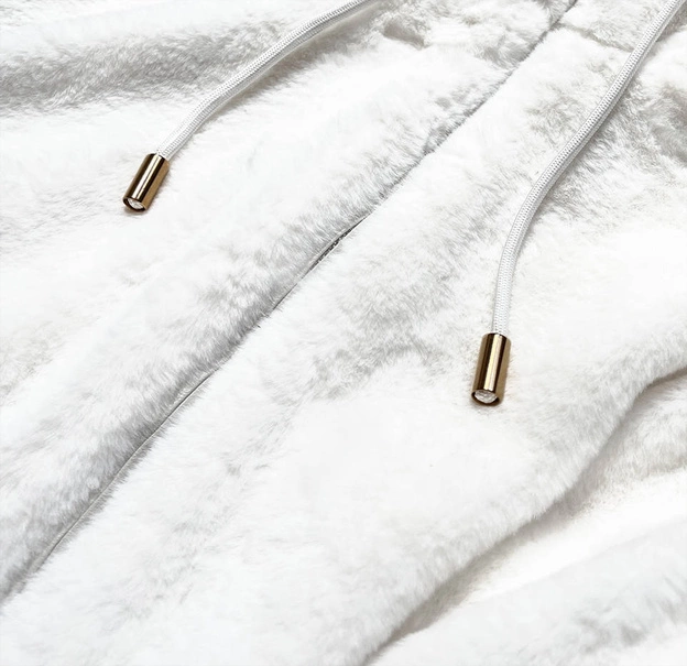 Futrzana kurtka damska z kapturem biała (br9596-26)