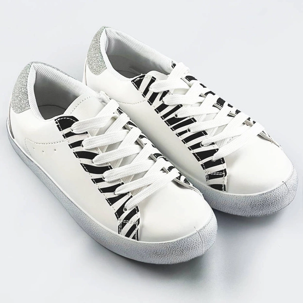 Damskie trampki z motywem zwierzęcym biało-czarna zebra (6343)