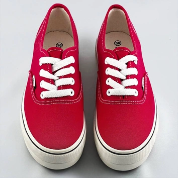 Sznurowane tenisówki na grubej podeszwie czerwone (aw020304)