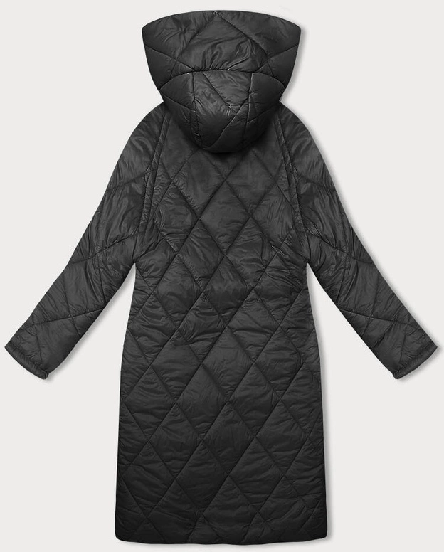 Długa kurtka damska z kapturem czarna (5M3171-392)