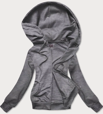 Rozpinana cienka bluza damska z kapturem ciemny szary (W08-5)