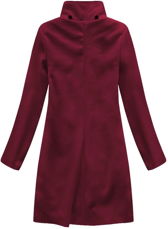PŁASZCZ Z DOMIESZKĄ WEŁNY I KAPTUREM BORDOWY (6801)