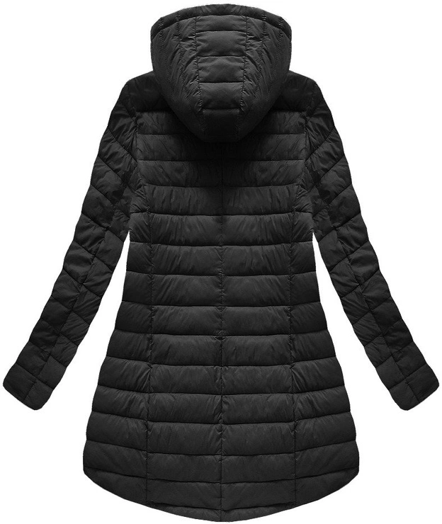 PIKOWANA KURTKA Z KAPTUREM CZARNA (7471-PLUS)