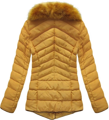 PIKOWANA KURTKA Z KOŁNIERZEM ŻÓŁTA (R1058)