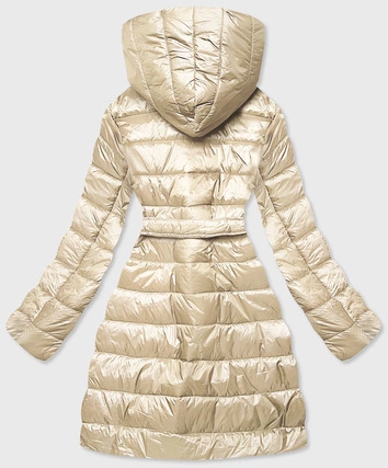 Lekka kurtka damska zimowa z ocieplanym kapturem ecru (omdl-019)