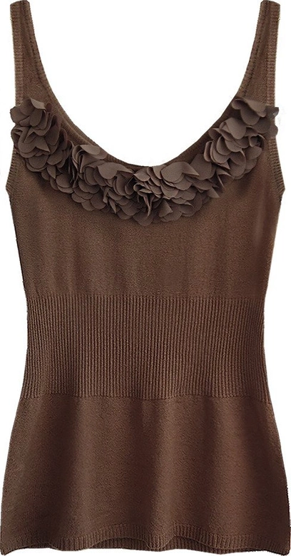 SWETERKOWA BLUZKA NA RAMIĄCZKACH BRĄZOWA (1513)