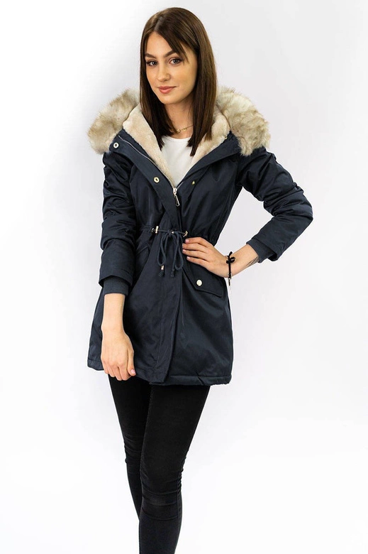 DAMSKA KURTKA ZIMOWA TYPU PARKA GRANATOWA (B2648)