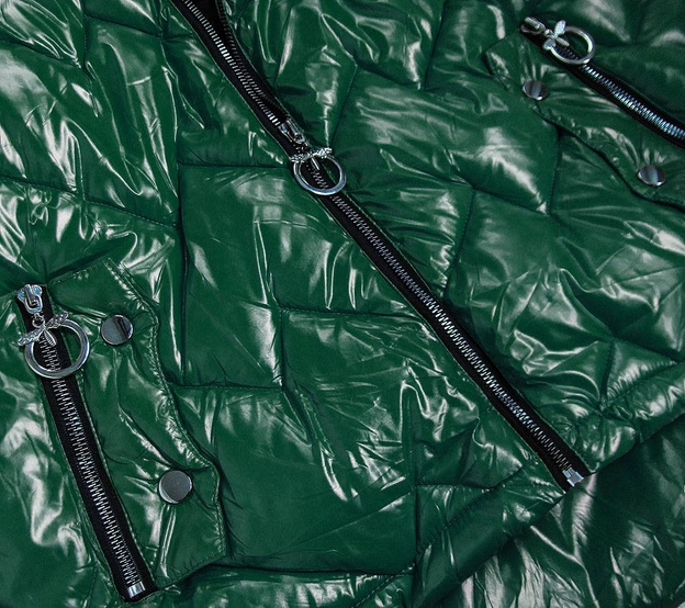 PIKOWANA DAMSKA KURTKA ZIMOWA ZIELONA (B9540)