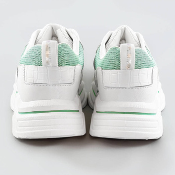Sneakersy damskie z brokatowymi wstawkami biało-miętowe (lu-2)