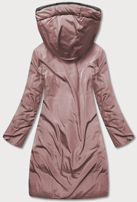 DŁUGA DWUSTRONNA KURTKA ZIMOWA GRAFIT/RÓŻ (L22-9852-27/52)