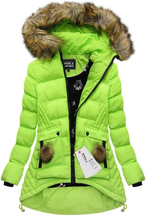 PIKOWANA KURTKA Z KAPTUREM LIMONKOWA (W811)