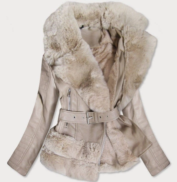 RAMONESKA Z FUTRZANYM KOŁNIERZEM BEŻOWA (0580)