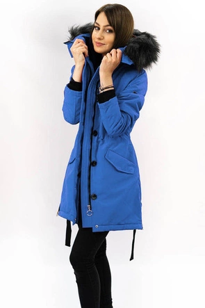 WODOODPORNA KURTKA DAMSKA Z WYSOKĄ STÓJKĄ NIEBIESKA (M-953)
