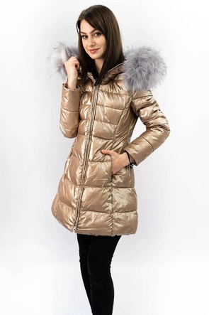 DAMSKA BŁYSZCZĄCA KURTKA ZIMOWA ZŁOTA (GWW1939)