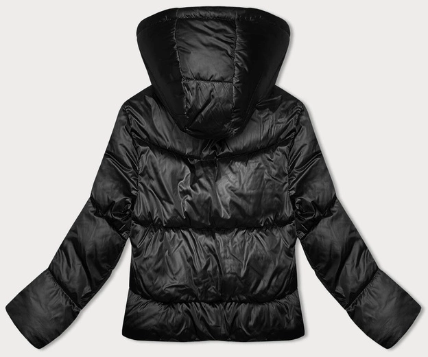 Puchowa krótka kurtka zimowa czarna (B8193-1)