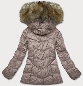 Pikowana przejściowa kurtka damska cappuccino (H-205)