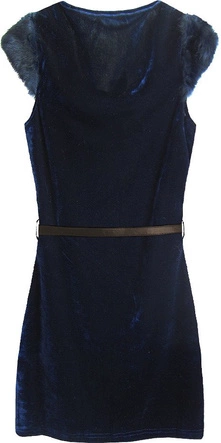 WELUROWA SUKIENKA MINI GRANATOWA (3687)