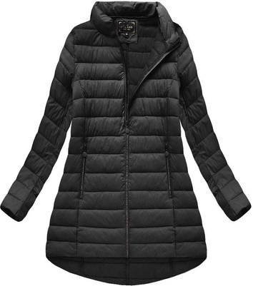 PIKOWANA KURTKA Z KAPTUREM CZARNA (7471-PLUS)