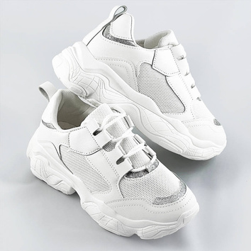 Sznurowane sneakersy damskie białe (172)