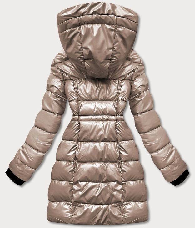 Metaliczna kurtka dwustronna damska kakaowa (b8070-12)