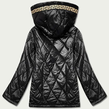 Damska kurtka z ozdobnym wykończeniem czarna (B8097-1)