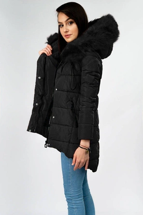 Asymetryczna kurtka damska zimowa czarna (x7670x)