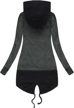 DŁUGA BLUZA Z NADRUKAMI I KAPTUREM GRAFITOWA (X1720X)