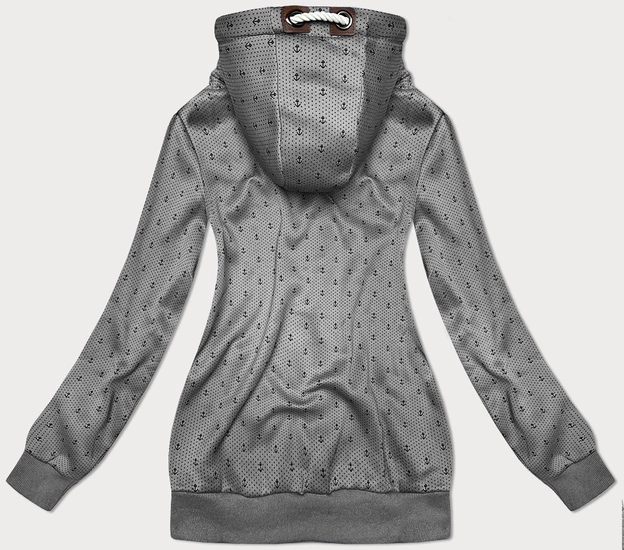 Rozpinana bluza damska ze ściągaczami szara (2306)
