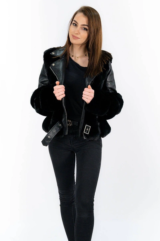 KRÓTKA RAMONESKA Z FUTREM CZARNA (FL2020)