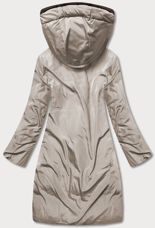 Długa dwustronna kurtka zimowa brąz/cappuccino (l22-9852-300/62)