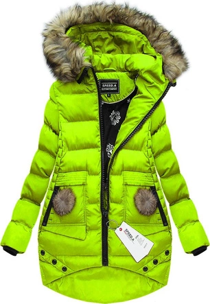 PIKOWANA KURTKA Z KAPTUREM LIMONKOWA (W825)
