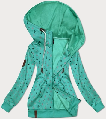 Ciepła rozpinana bluza w kotwice zielona (2307)