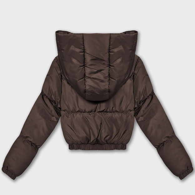 Krótka kurtka zimowa puffer J Style czekoladowa mat (5M3360-158)
