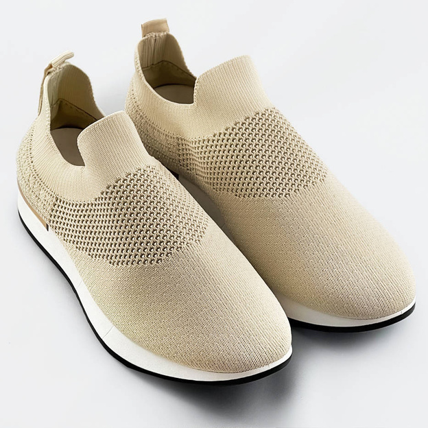 Wsuwane buty sportowe damskie beżowe (xa157)