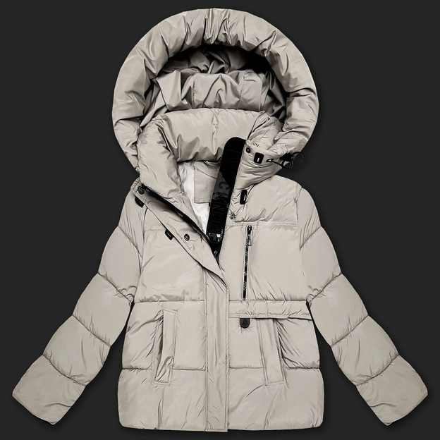 Puchowa luźna kurtka damska z kapturem S'West jasny beżowy (B8529-46)