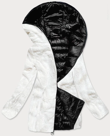 DWUSTRONNA KURTKA DAMSKA ZIMOWA CZARNO-BIAŁA (B9582-1026)